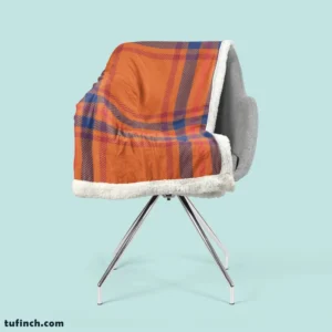 Orange Blue Red Stripe Check Plaid Sherpa Fleece Blanket 2