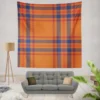 Orange Blue Red Stripe Check Plaid Wall Tapestry