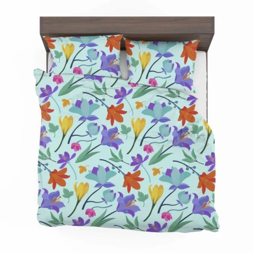 Orange Blue Yellow Lily Flowers Bedding Set 2