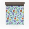 Orange Blue Yellow Lily Flowers Fitted Sheet