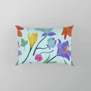 Orange Blue Yellow Lily Flowers Pillow Case