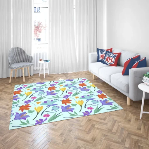 Orange Blue Yellow Lily Flowers Rug 2