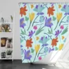 Orange Blue Yellow Lily Flowers Shower Curtain