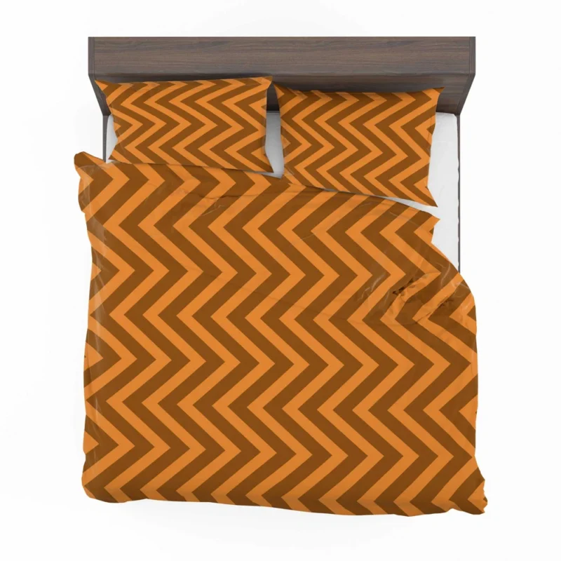 Orange & Brown Chevron Pattern Bedding Set 2