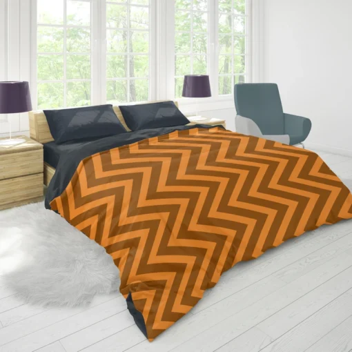 Orange & Brown Chevron Pattern Duvet Cover 1