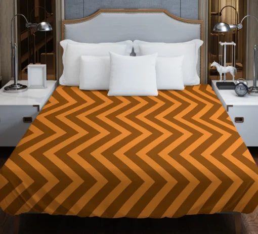 Orange & Brown Chevron Pattern Duvet Cover