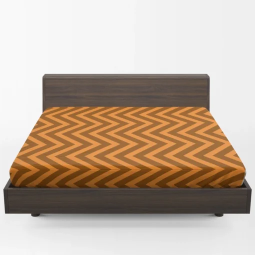 Orange & Brown Chevron Pattern Fitted Sheet 1