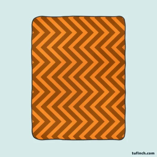 Orange & Brown Chevron Pattern Fleece Blanket 1