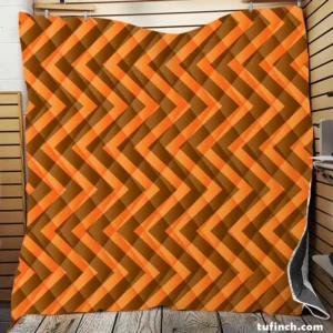 Orange & Brown Chevron Pattern Quilt Blanket