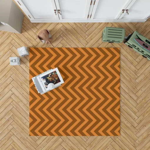 Orange & Brown Chevron Pattern Rug