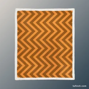 Orange & Brown Chevron Pattern Sherpa Fleece Blanket 1