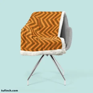 Orange & Brown Chevron Pattern Sherpa Fleece Blanket 2