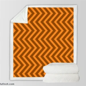 Orange & Brown Chevron Pattern Sherpa Fleece Blanket