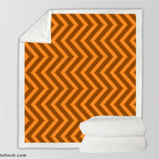 Orange & Brown Chevron Pattern Sherpa Fleece Blanket