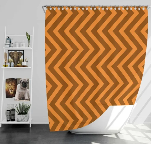 Orange & Brown Chevron Pattern Shower Curtain