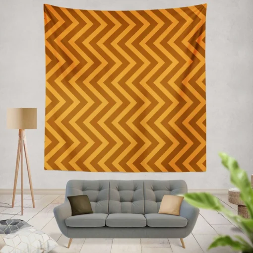 Orange & Brown Chevron Pattern Wall Tapestry