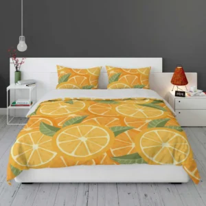 Orange Citrus Leaf Design Bedding Set 1