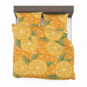 Orange Citrus Leaf Design Bedding Set 2