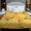 Orange Citrus Leaf Design Duvet Cover