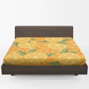 Orange Citrus Leaf Design Fitted Sheet 1