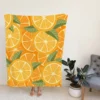 Orange Citrus Leaf Design Fleece Blanket