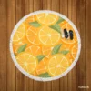 Orange Citrus Leaf Design Round Beach Towel