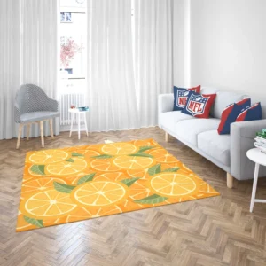 Orange Citrus Leaf Design Rug 2