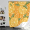 Orange Citrus Leaf Design Shower Curtain