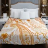 Orange Color Flowers Paisley Design Duvet Cover