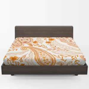 Orange Color Flowers Paisley Design Fitted Sheet 1