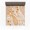 Orange Color Flowers Paisley Design Fitted Sheet