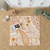 Orange Color Flowers Paisley Design Rug