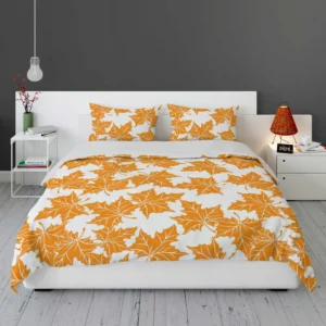 Orange Color Maple Leaves Bedding Set 1