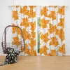 Orange Color Maple Leaves Curtain