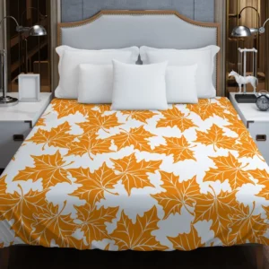 Orange Color Maple Leaves Duvet Cover