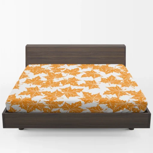 Orange Color Maple Leaves Fitted Sheet 1