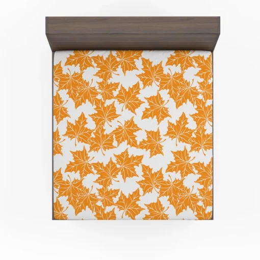 Orange Color Maple Leaves Fitted Sheet