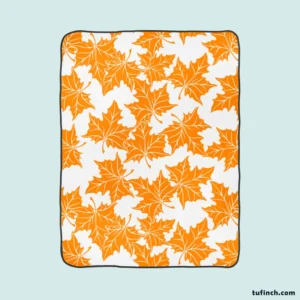 Orange Color Maple Leaves Fleece Blanket 1