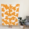 Orange Color Maple Leaves Fleece Blanket