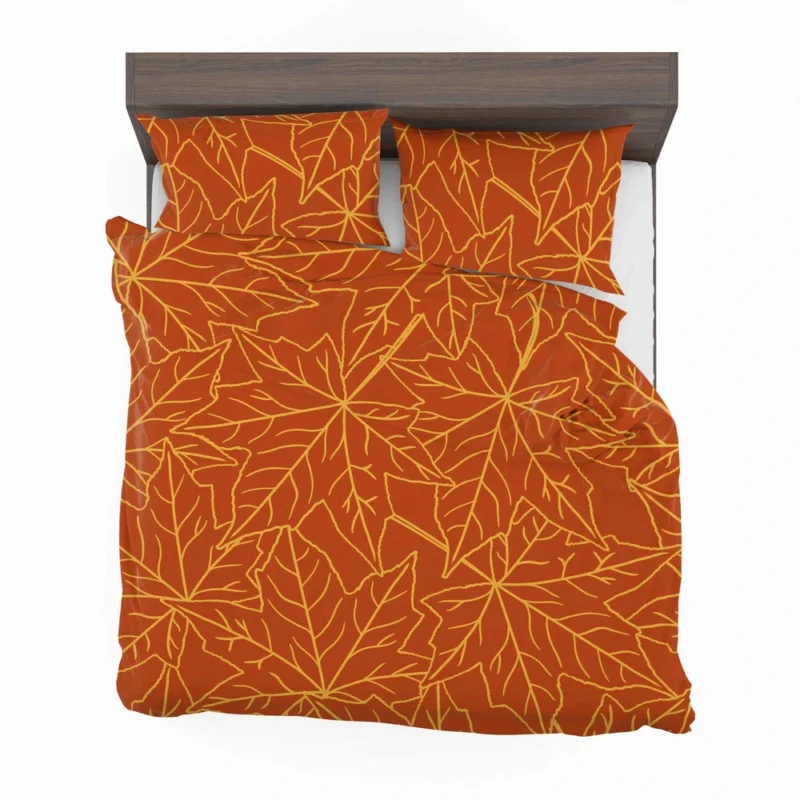 Orange Color Maple Leaves Pattern Bedding Set 2