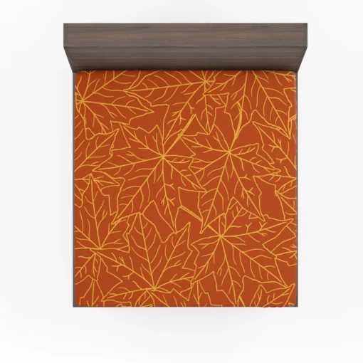 Orange Color Maple Leaves Pattern Fitted Sheet