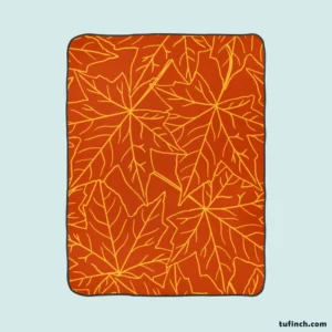 Orange Color Maple Leaves Pattern Fleece Blanket 1