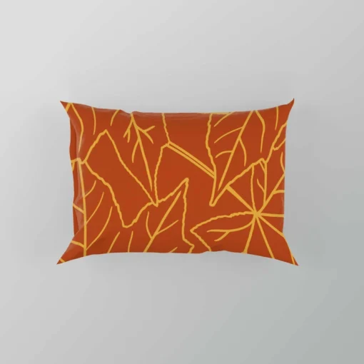 Orange Color Maple Leaves Pattern Pillow Case