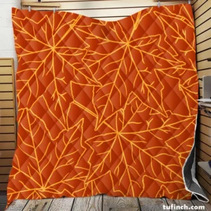 Orange Color Maple Leaves Pattern Quilt Blanket