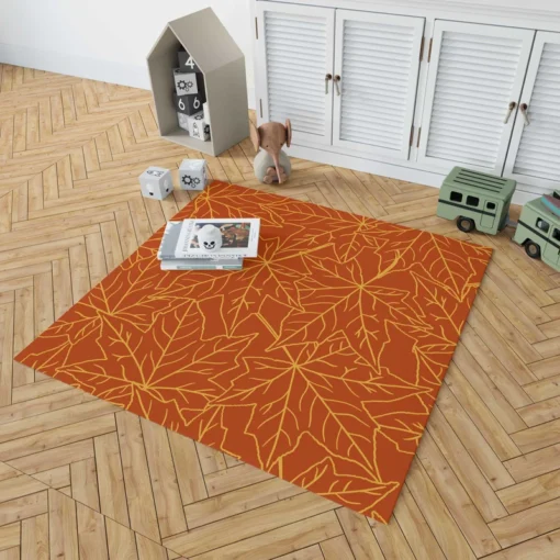 Orange Color Maple Leaves Pattern Rug 1