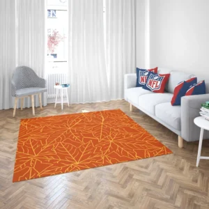 Orange Color Maple Leaves Pattern Rug 2