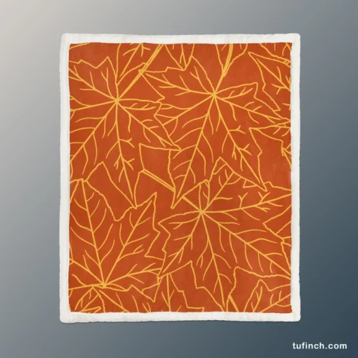 Orange Color Maple Leaves Pattern Sherpa Fleece Blanket 1