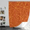 Orange Color Maple Leaves Pattern Shower Curtain