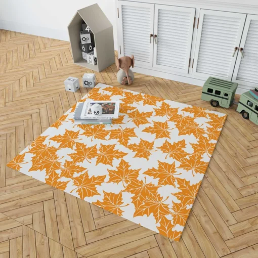 Orange Color Maple Leaves Rug 1