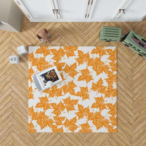 Orange Color Maple Leaves Rug